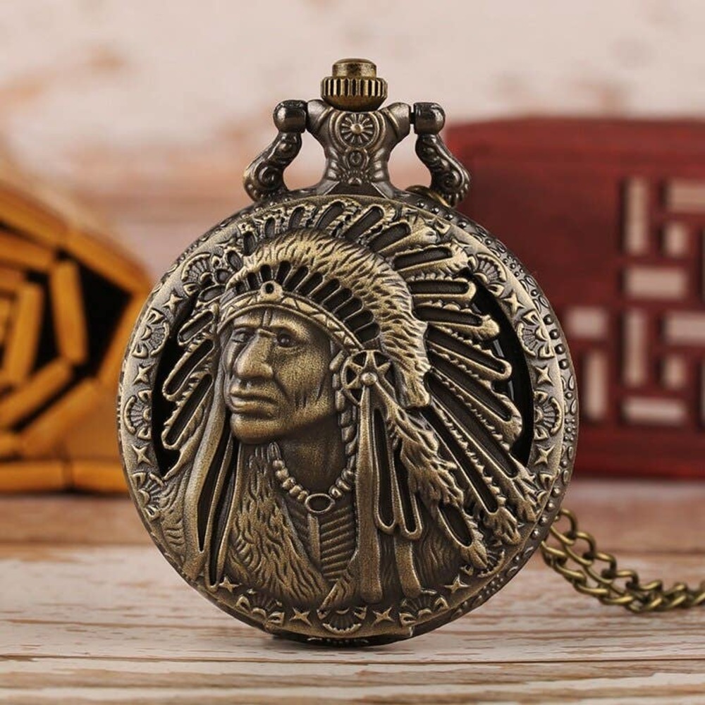 Native American Gift Pocket Watch Indian Indigenous People - Picture 1 of 5
